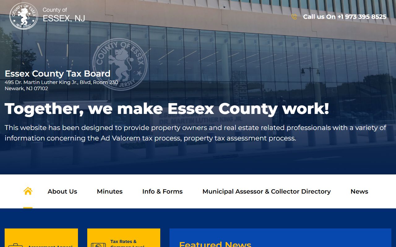 Essex County Board of Taxation website for property tax records