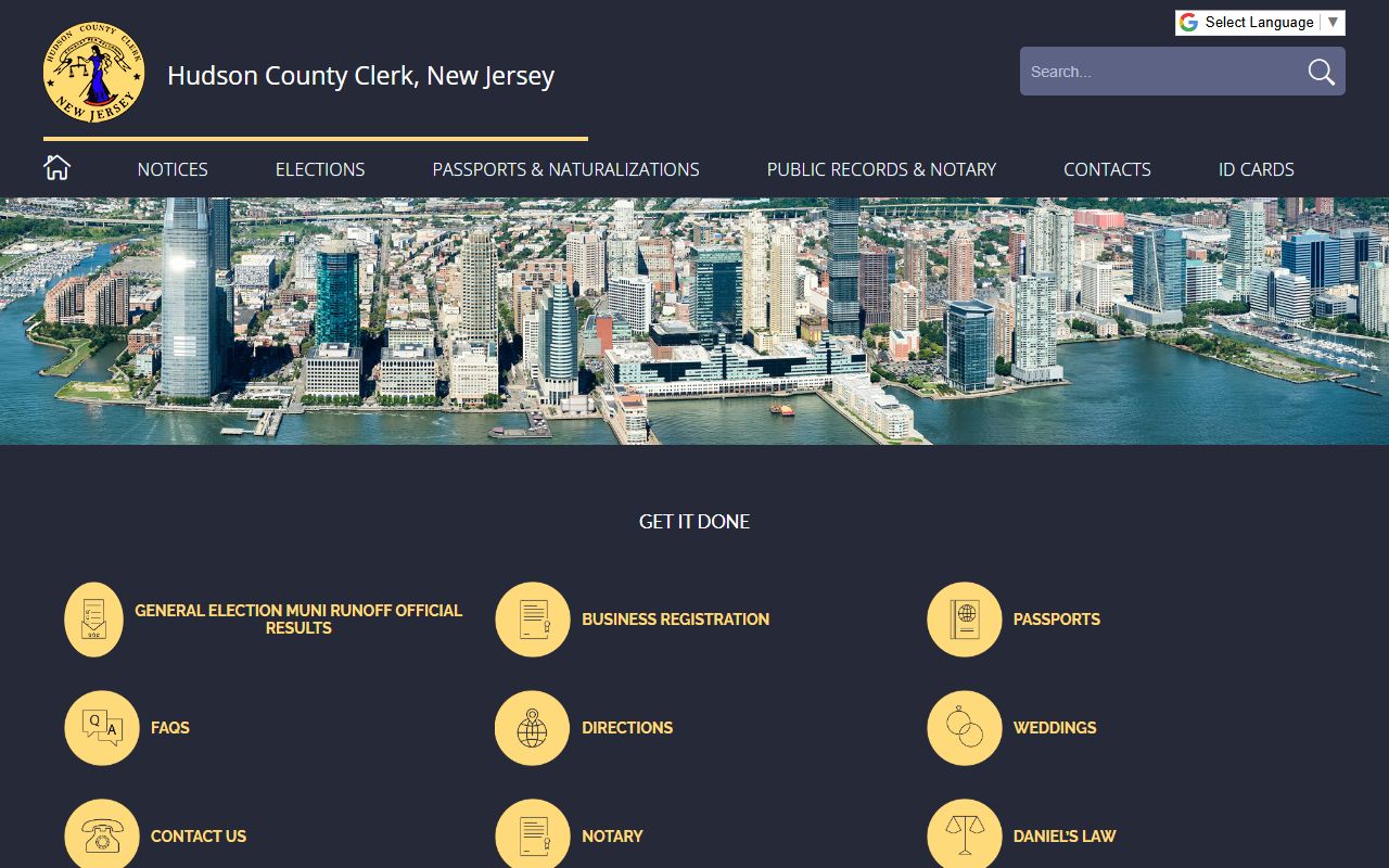 Hudson County Clerk website for deed and mortgage searches