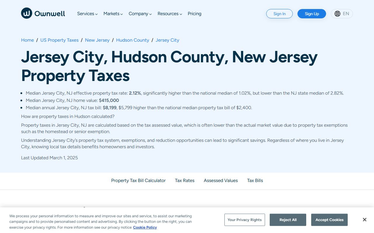 Hudson County property tax trends and assessment data