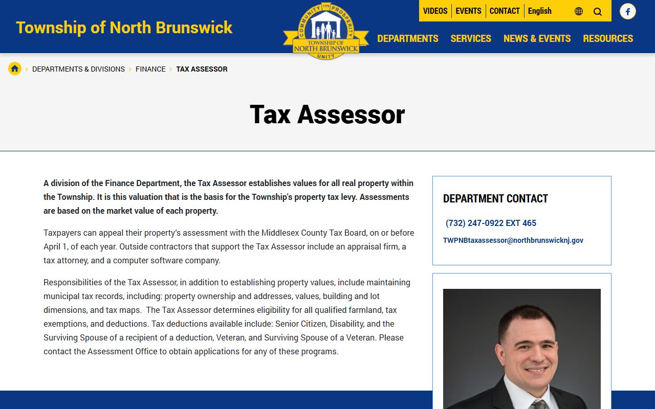 North Brunswick Township tax assessor page for Middlesex County property tax records