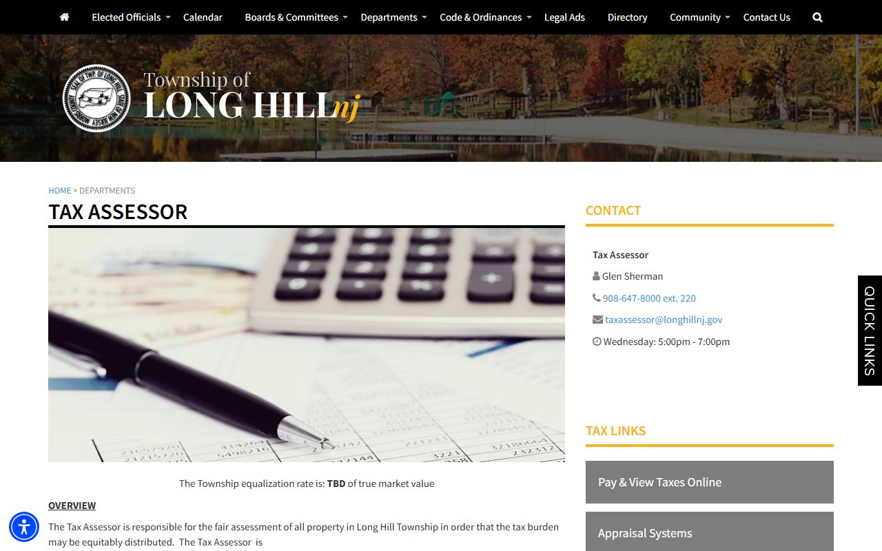 Long Hill Township tax assessor page for Morris County
