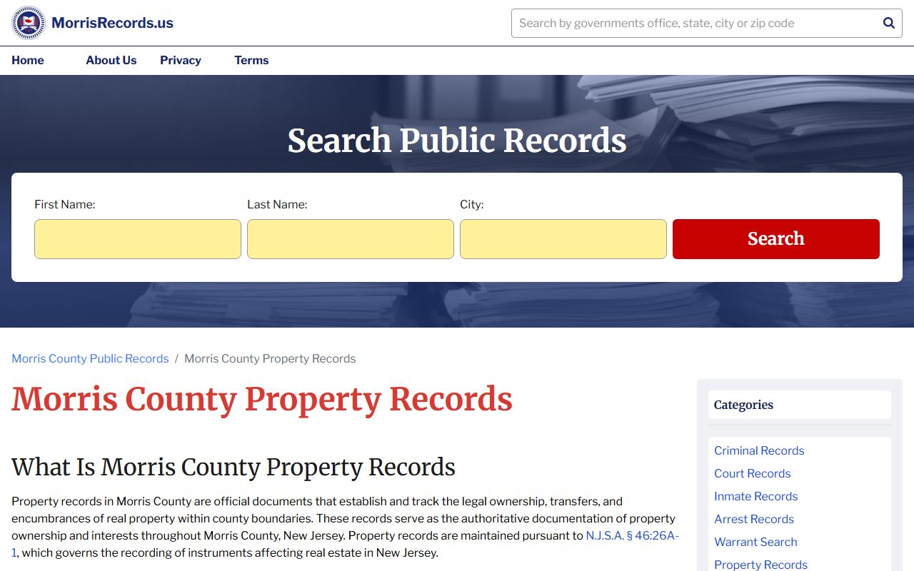 Morris County property tax lien search tool