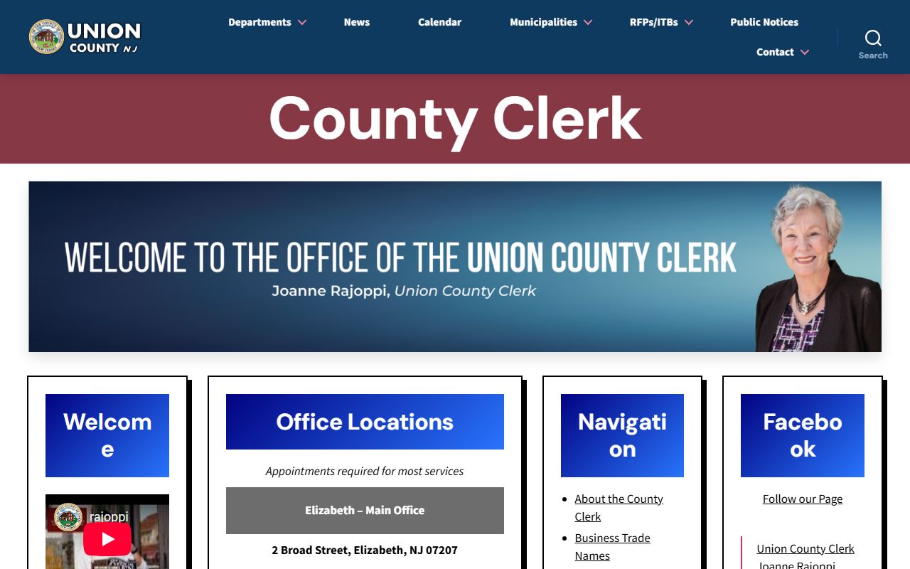 Union County Clerk land records search page